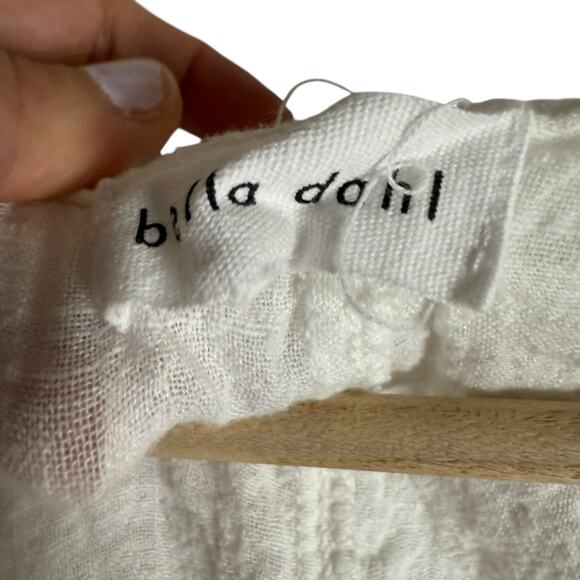 Bella Dahl White 2 Piece Side Slit Tie Front Wide Leg Coastal Beach Pant Top Set - Picture 8 of 11